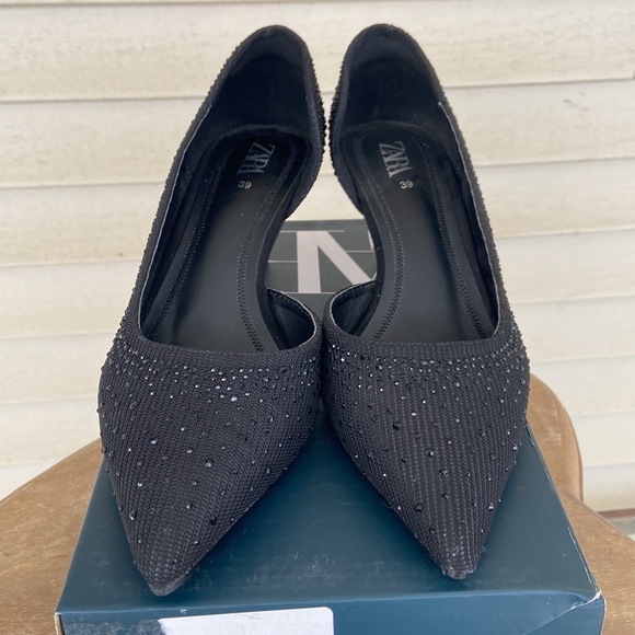 Zara Crystal Studded Stiletto Heel Shoes Women's Size EU 39 US 8 - Picture 6 of 13